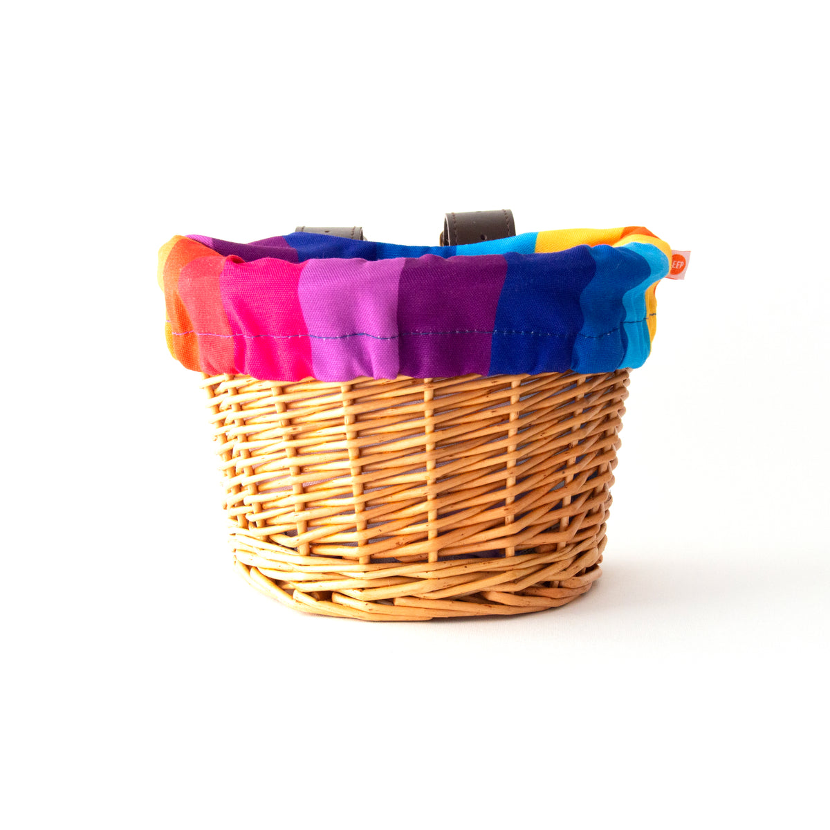 Beep Kids Bike Scooter Wicker Basket with a Rainbow Liner Beep Bike Bells Baskets