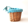 Beep Kids Wicker Bike / Scooter Basket with Mint Dotted Liner