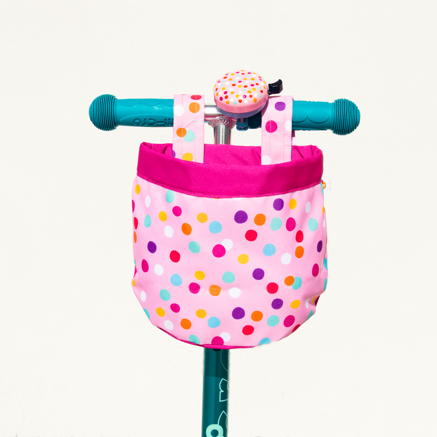 Beep Bike / Scooter Fabric Basket with a Confetti Dot Design 🎉