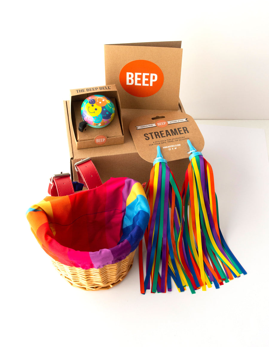 Rainbow Ride (Emoji Bell) - Kids Bike Bundle (Wicker)