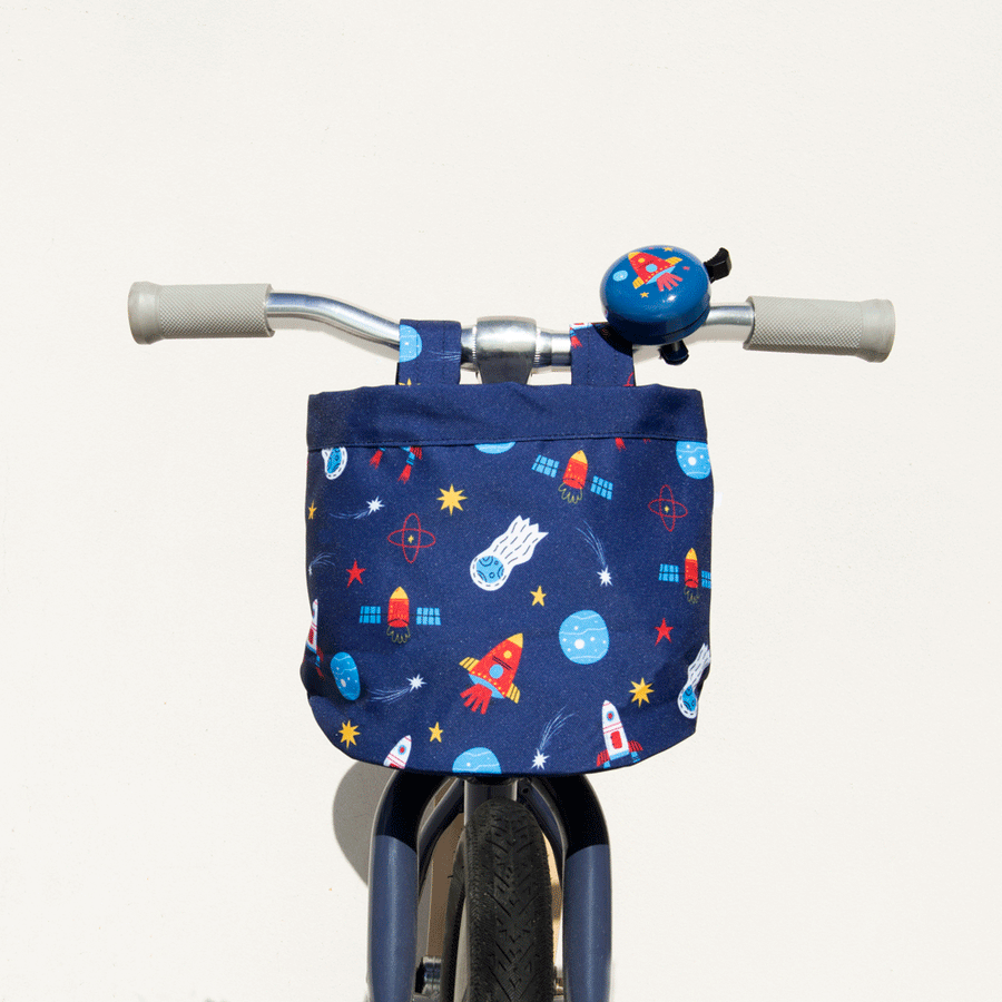 Beep Kids Bike / Scooter Fabric Basket with a fun Rocketship Design 🚀