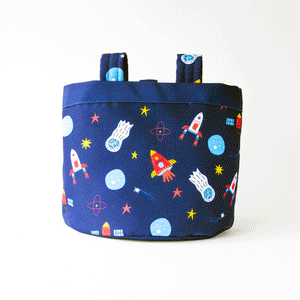 Beep Kids Bike / Scooter Fabric Basket with a fun Rocketship Design 🚀
