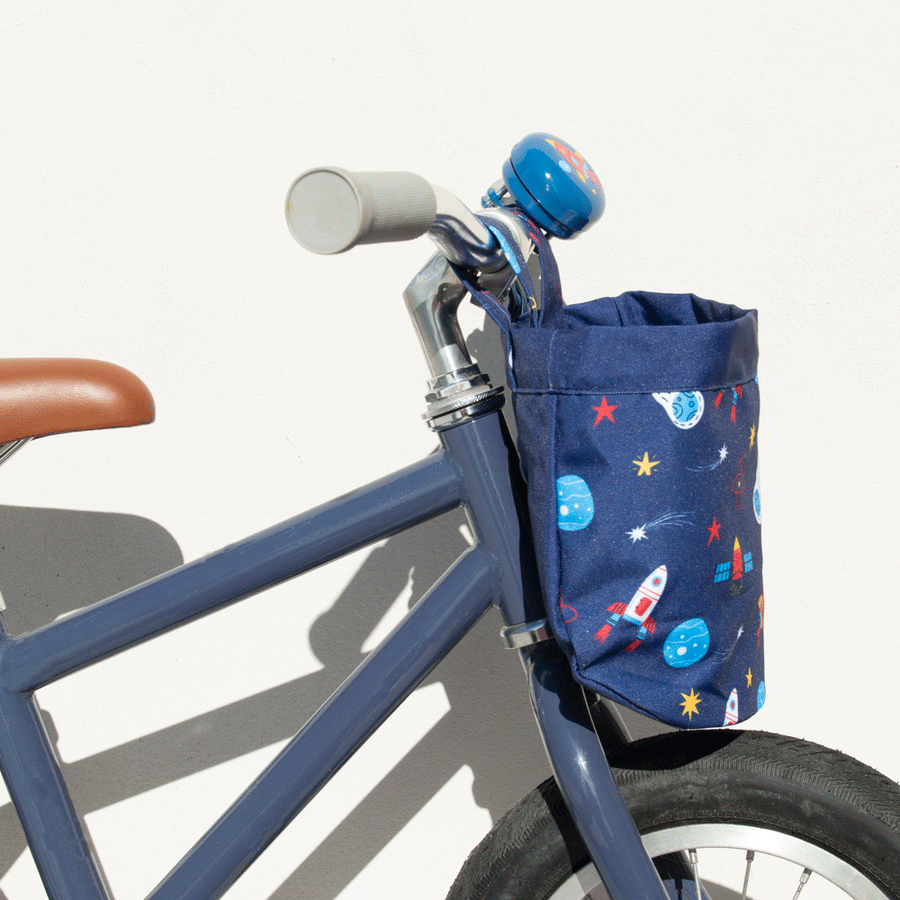 Beep Kids Bike / Scooter Fabric Basket with a fun Rocketship Design 🚀