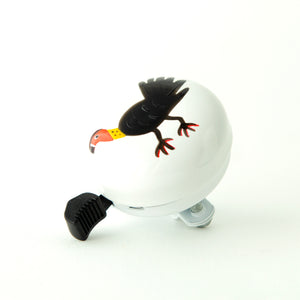 A fun Aussie bush turkey design on a white bicycle bell