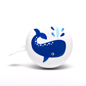 White Bike Bell with Ming Blue Whale design hand-painted on top