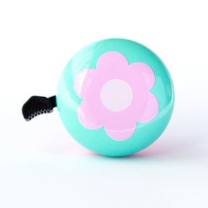 Dusty Pink Retro style flower on a mint coloured bike bell.  Very cute bicycle bell