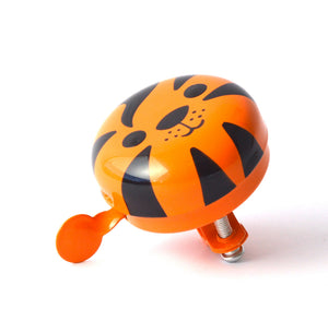 Cute black and orange tiger face on a bicycle bell perfect for kids