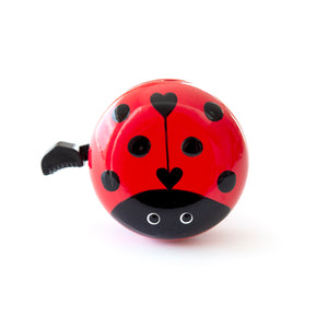 Beep Ladybug bike bell — red and black ladybug design with heart detail, kids bicycle and scooter bell