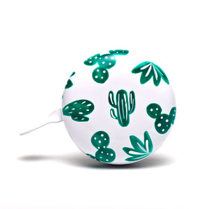premium green cactus pattern hand painted on white bicycle bell