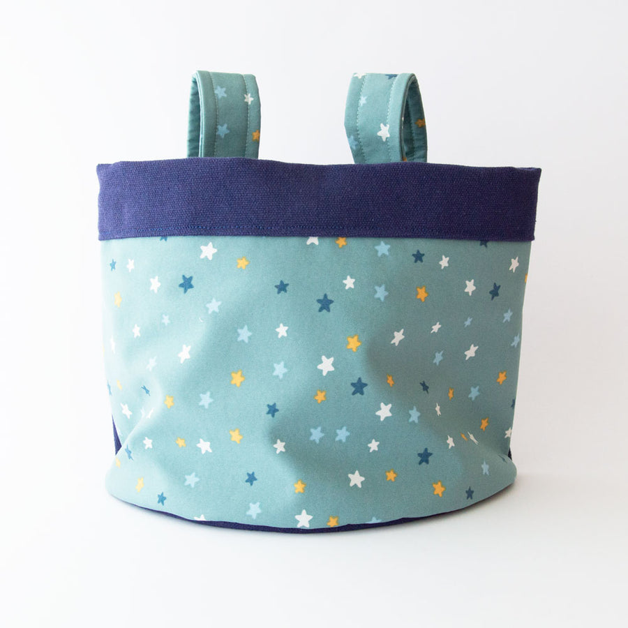 Beep Kids Bike / Scooter Fabric Basket with Star Design - Mint & Blue