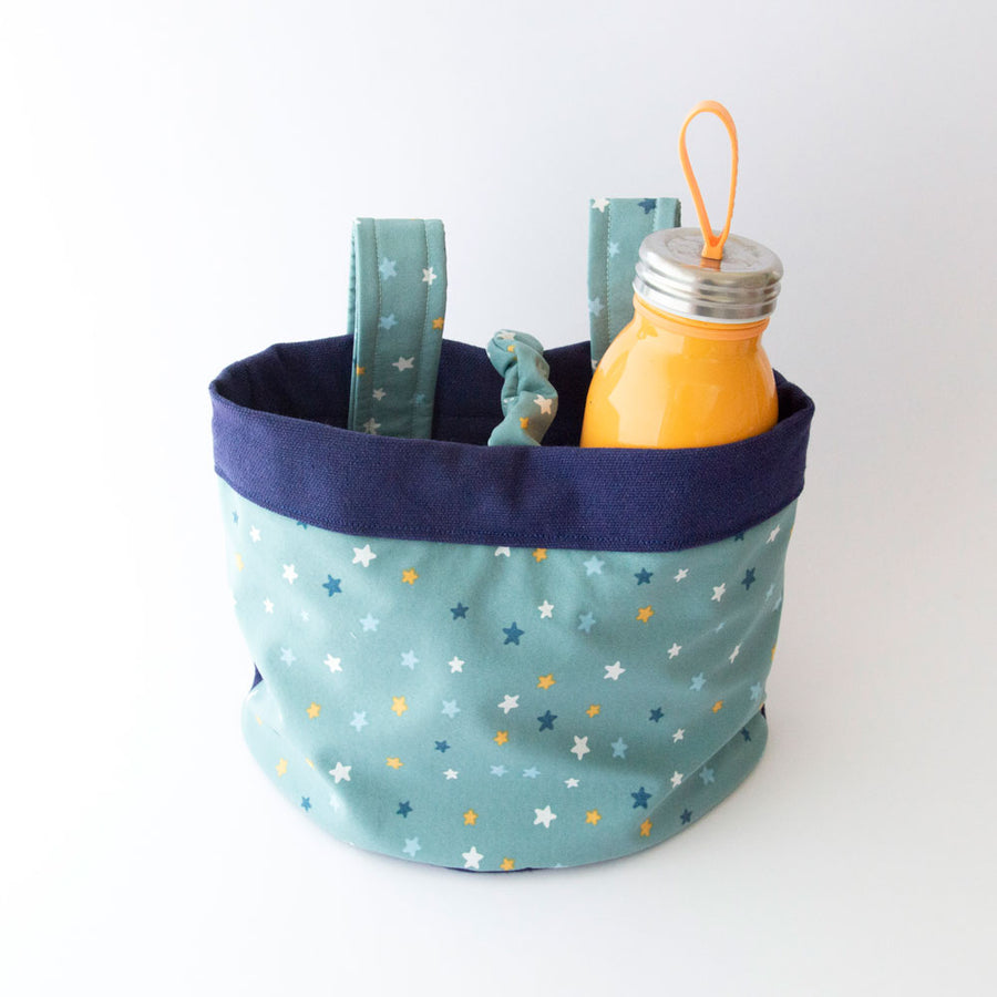 Beep Kids Bike / Scooter Fabric Basket with Star Design - Mint & Blue