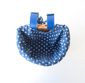 KIDS WICKER BIKE SCOOTER BASKET WITH BLUE STAR LINER