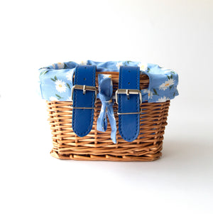 Kids Wicker Bike Scooter Basket Yellow Cute Daisy Liner